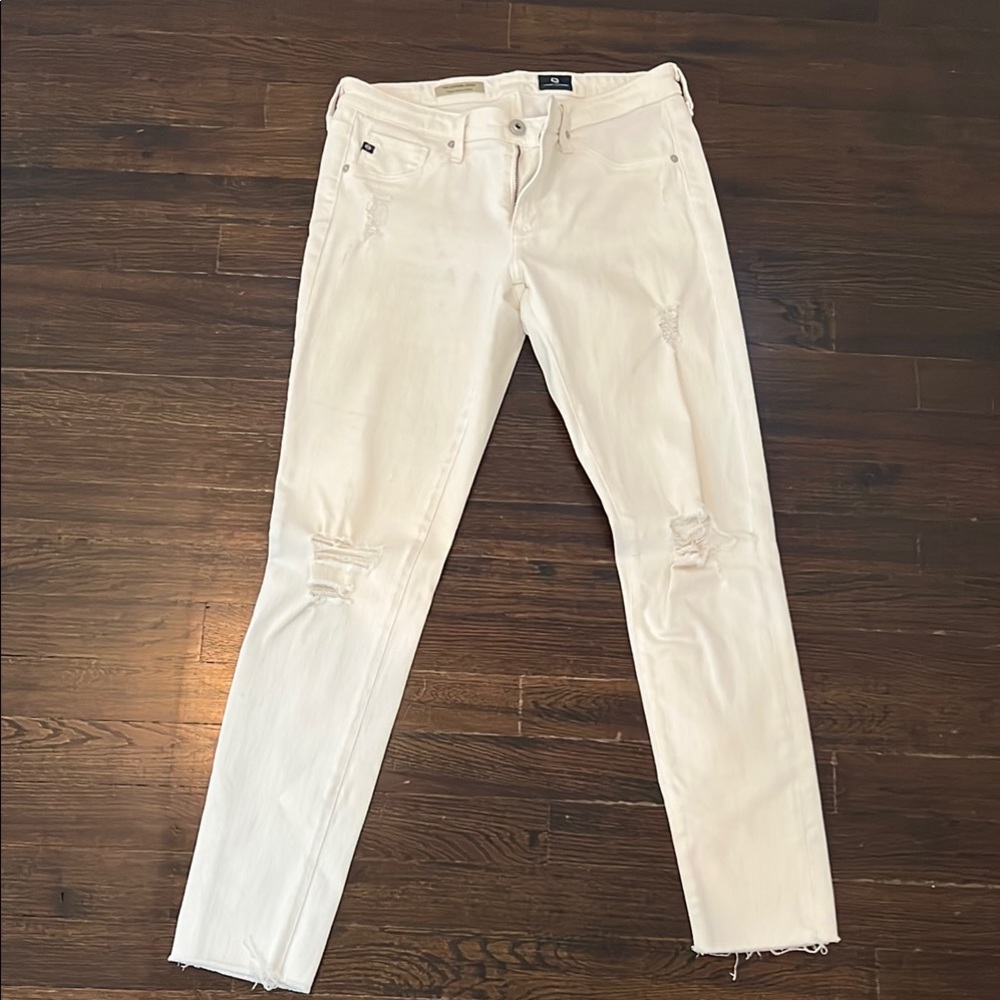 AG Women's White Distressed Jeans
